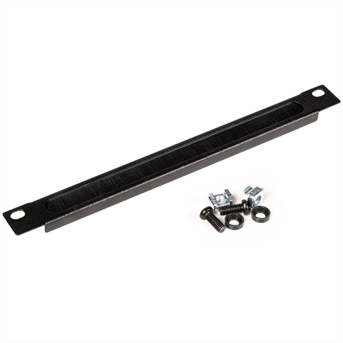 ROLINE 10"-Kabelführung, 0,5 HE, mit Bürstenleiste, Stahl, 254×15×10 mm – schwarz