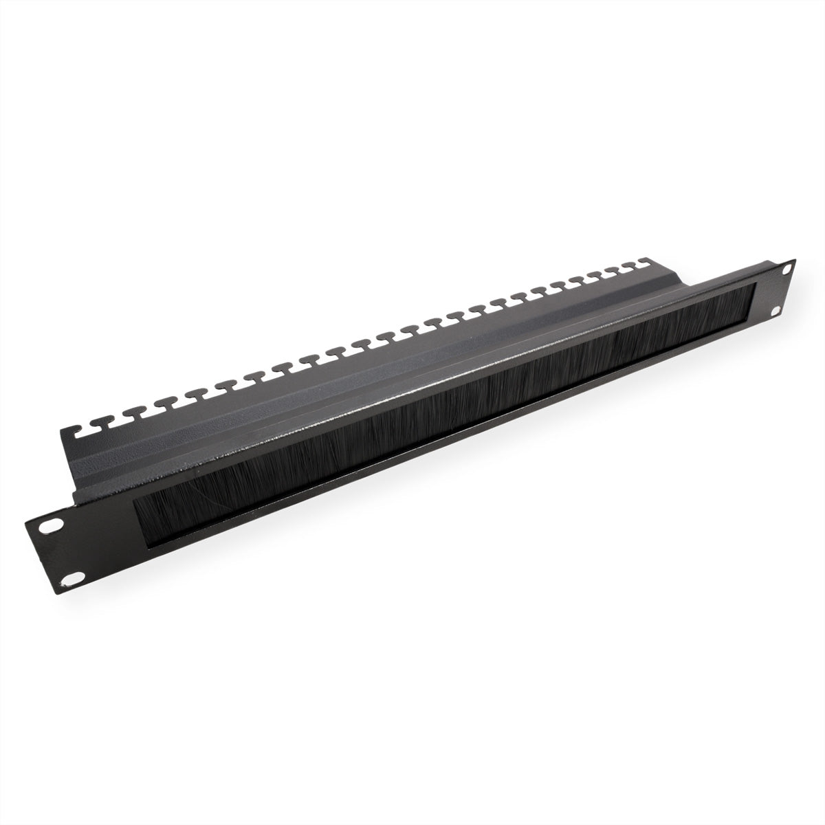 ROLINE 19" 1U Rangierpanel mit Bürstenleiste, inkl. Installations-Set, Stahl – Schwarz