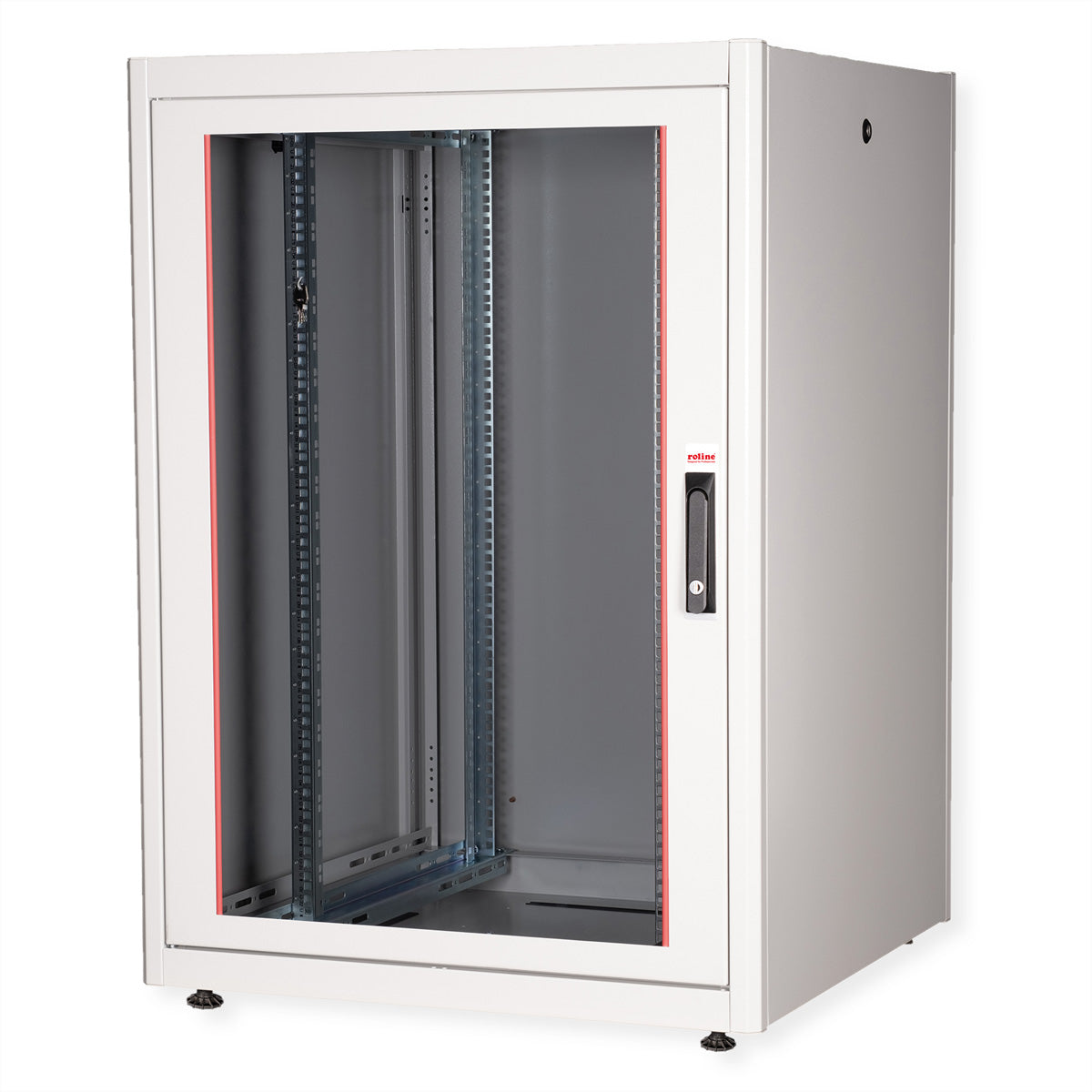 ROLINE Basic – 19" Netzwerkschrank 22U, IP20, abschliessbar, 800 × 800 × 1125 mm, lichtgrau, Stahl