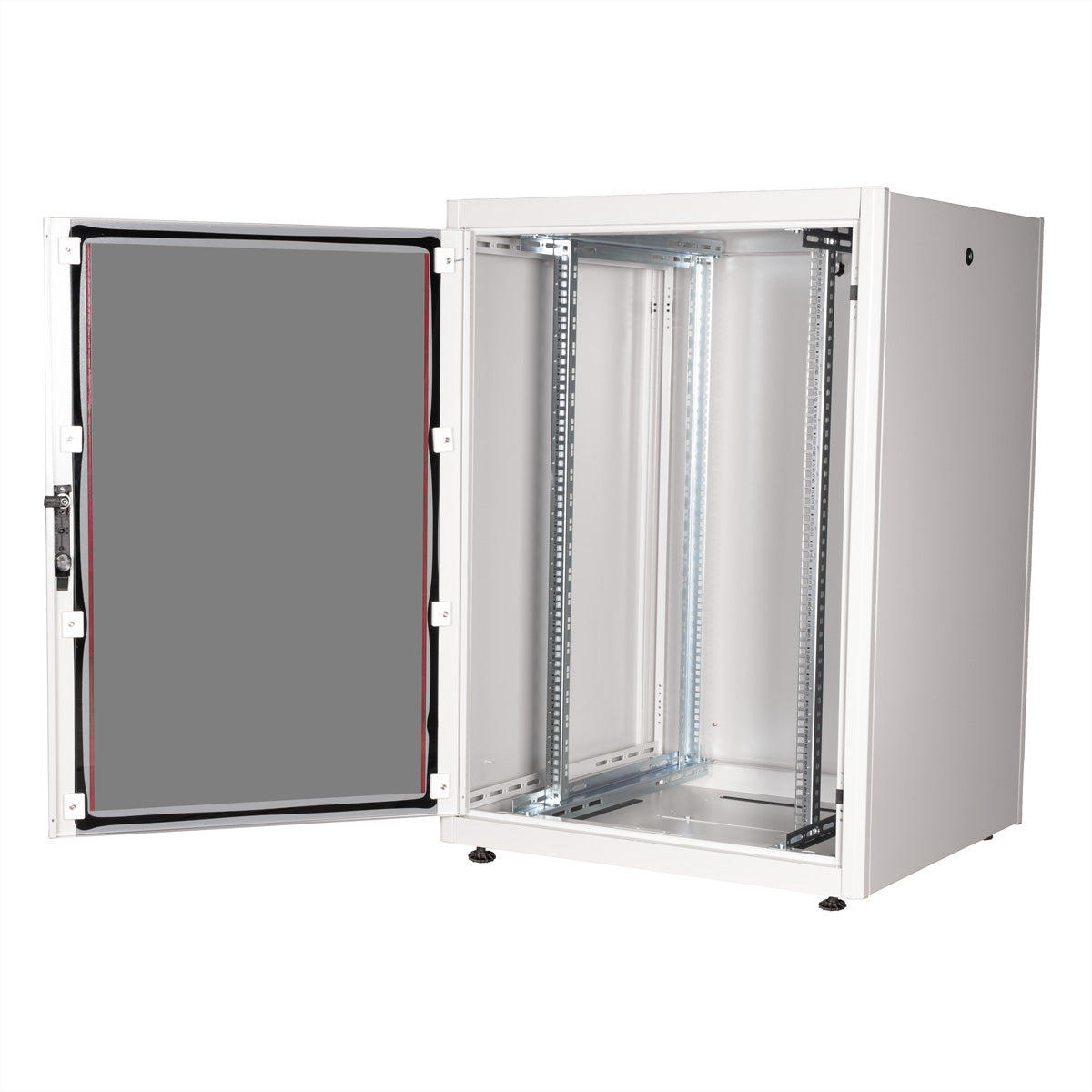 ROLINE Basic – 19" Netzwerkschrank 22U, IP20, abschliessbar, 800 × 800 × 1125 mm, lichtgrau, Stahl