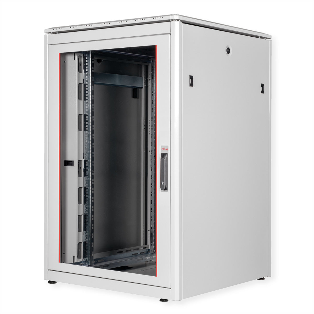 ROLINE Pro – 19" Netzwerkschrank 22U, IP20, abschliessbar, 800 × 800 × 1164 mm, lichtgrau, Stahl