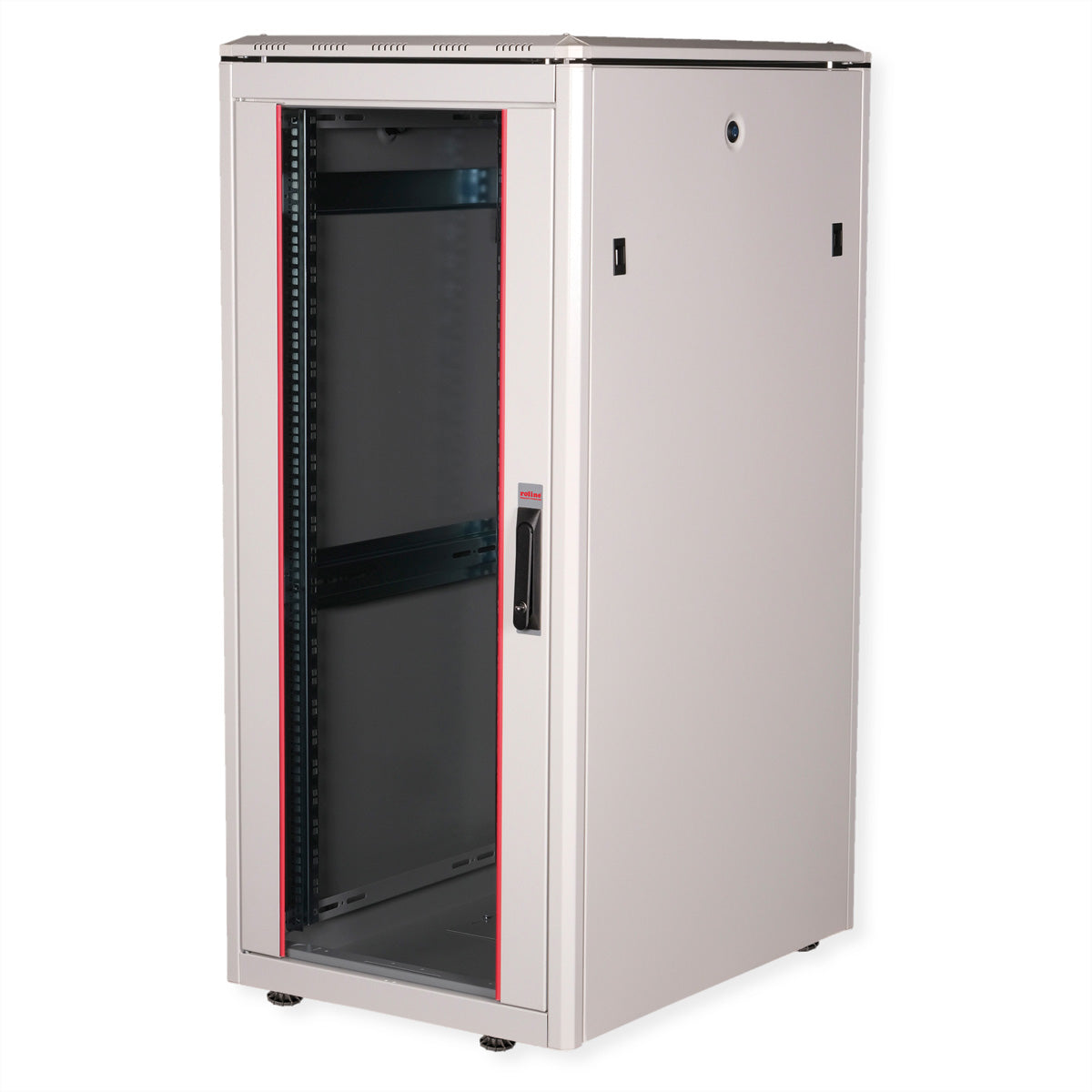 ROLINE Pro – 19" Netzwerkschrank 26U, IP20, abschliessbar, 600 × 800 × 1342 mm, lichtgrau, Stahl