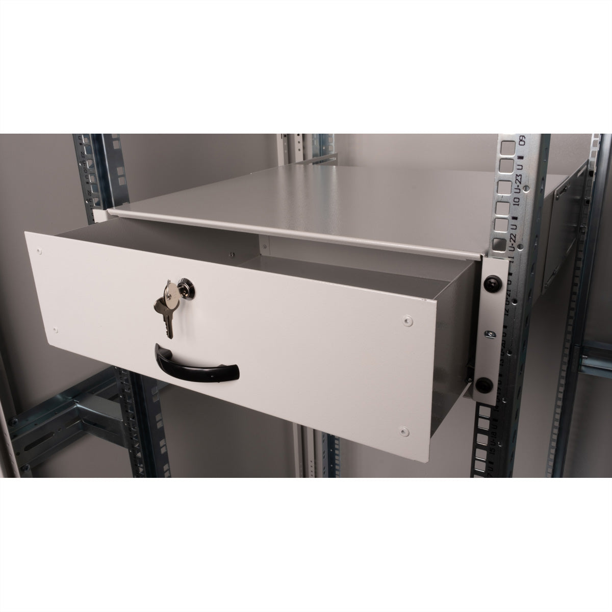 ROLINE Tastatureinschub, 19", 3U, abschliessbar, 485 × 400 × 130 mm, lichtgrau, Stahl