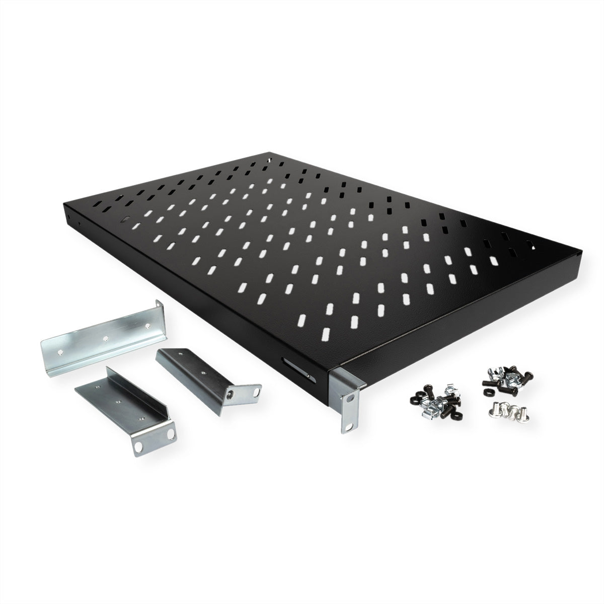 ROLINE Rack-Regalboden 19" – Festeinbau – 1U – 485 × 700 × 44 mm – 50 kg – Schwarz – Stahl