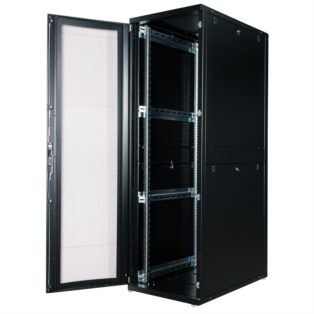 ROLINE Pro – 19" Netzwerkschrank 42U, IP20, abschliessbar, 600 × 1000 × 1970 mm, schwarz, Stahl