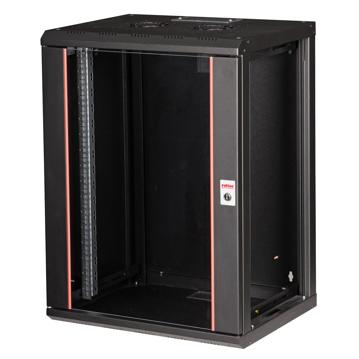 ROLINE Pro – 19" Wandverteiler 16U, IP20, abschliessbar, 600 × 450 × 818 mm, schwarz, Stahl