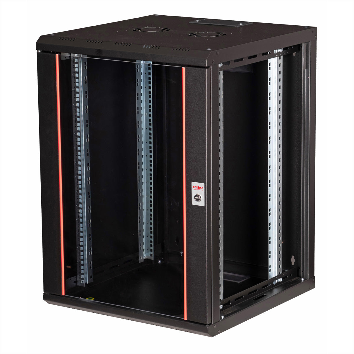 ROLINE Pro – 19" Wandverteiler 16U, IP20, abschliessbar, 600 × 600 × 818 mm, schwarz, Stahl