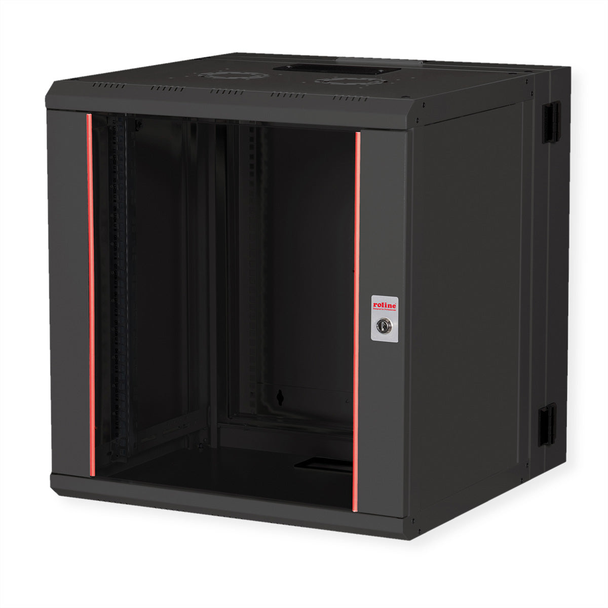 ROLINE Pro – 19" Wandverteiler 12U, IP20, abschliessbar, 600 × 600 × 640 mm, schwarz, Stahl