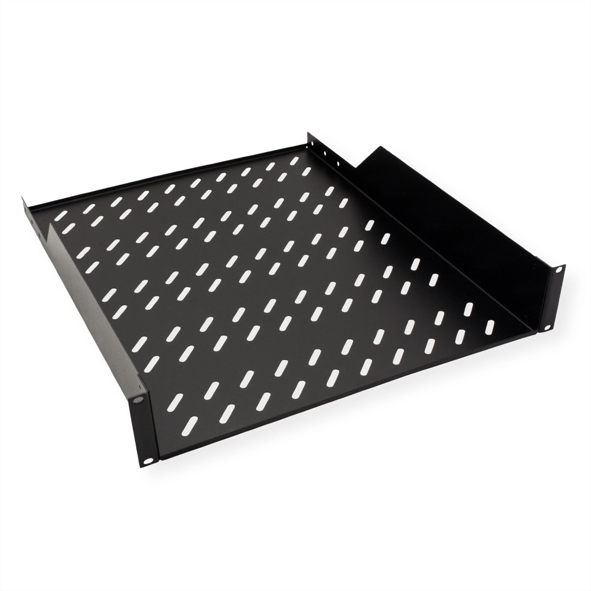 ROLINE Rack-Regalboden 19" – 2U – 482 × 549 × 88 mm – 25 kg – für 19"-Racks – schwarz – Stahl