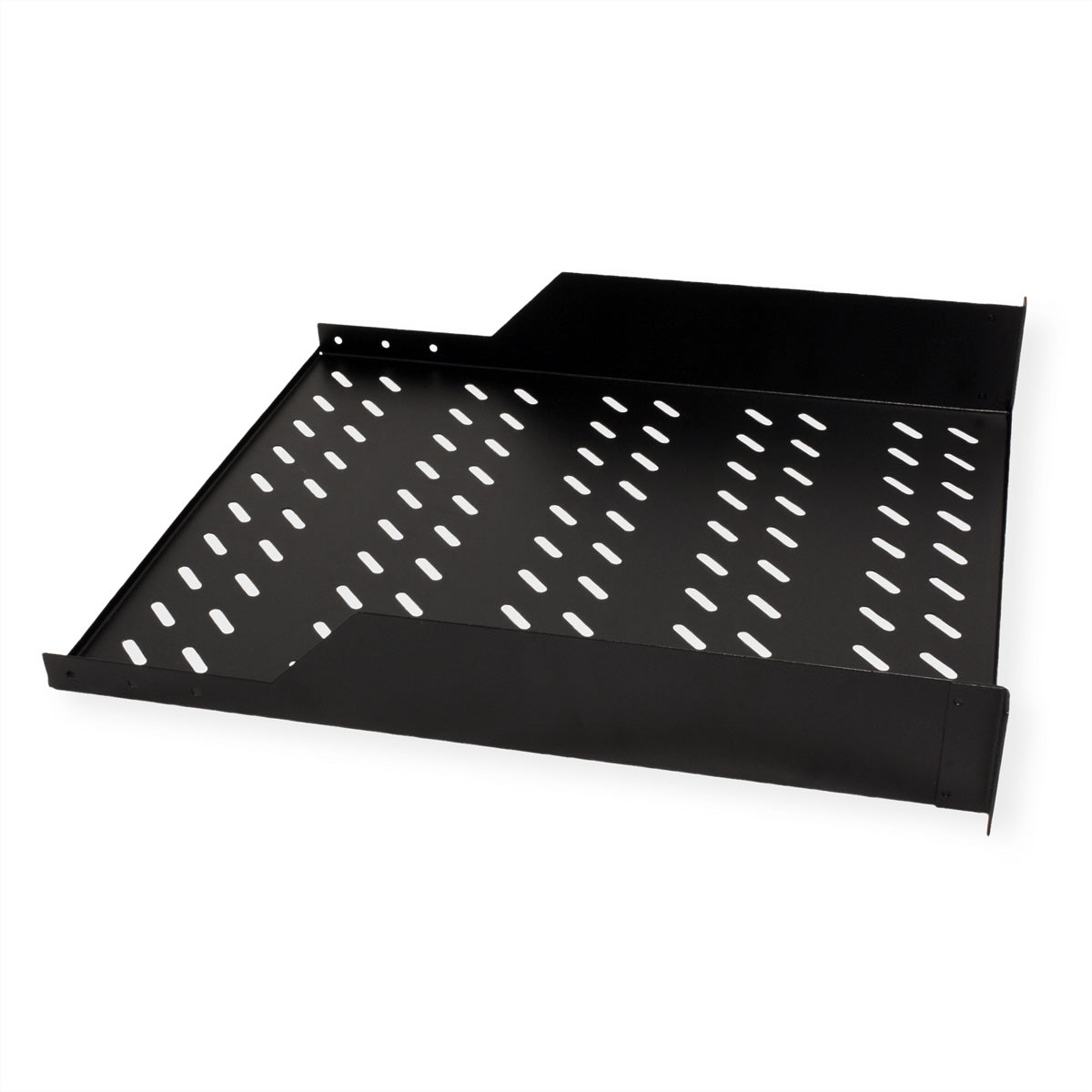 ROLINE Rack-Regalboden 19" – 2U – 482 × 549 × 88 mm – 25 kg – für 19"-Racks – schwarz – Stahl