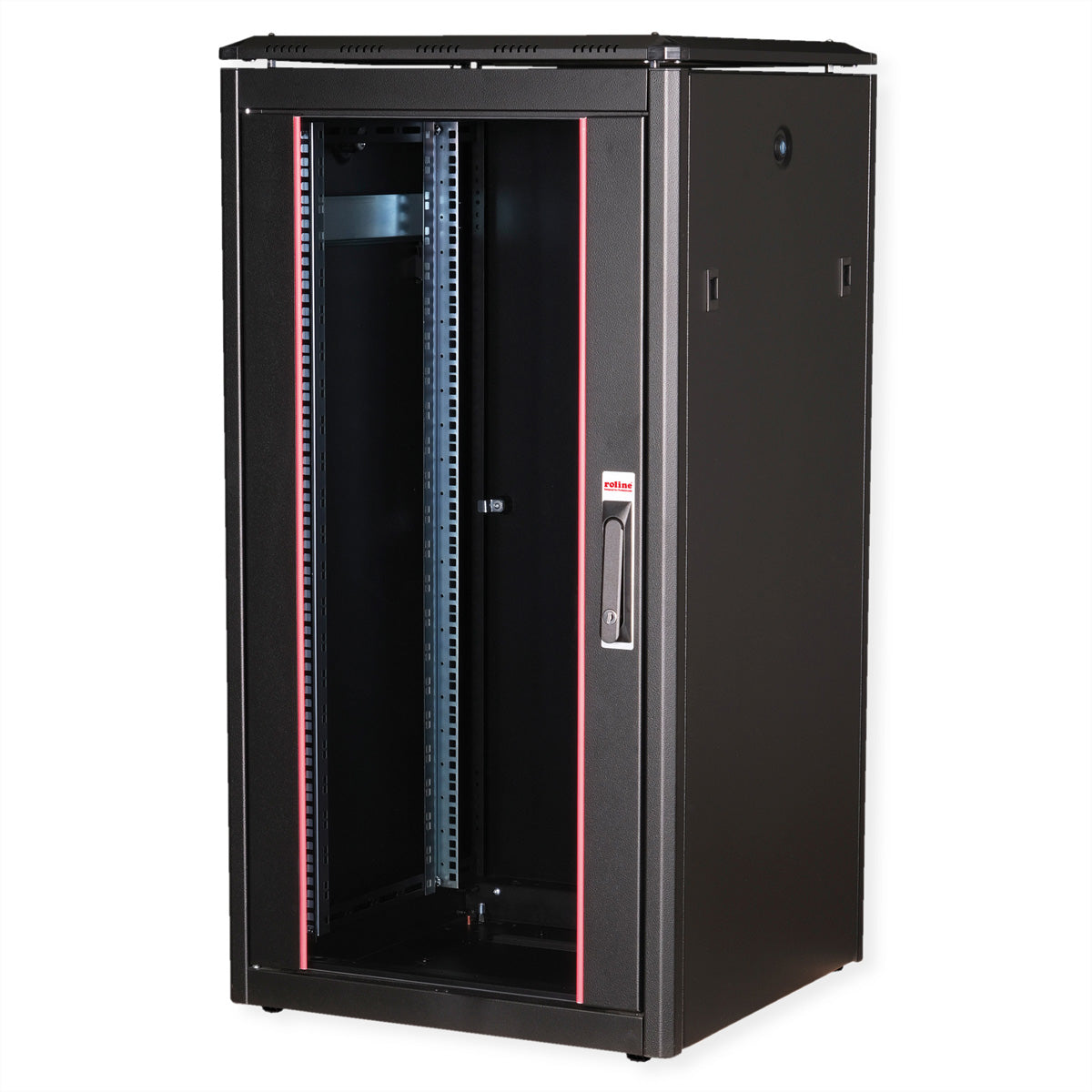 ROLINE Pro – 19" Netzwerkschrank 22U, IP20, abschliessbar, 600 × 600 × 1164 mm, schwarz, Stahl