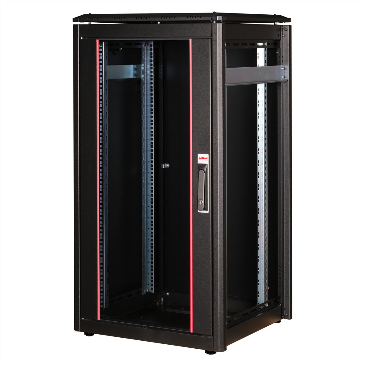 ROLINE Pro – 19" Netzwerkschrank 22U, IP20, abschliessbar, 600 × 600 × 1164 mm, schwarz, Stahl