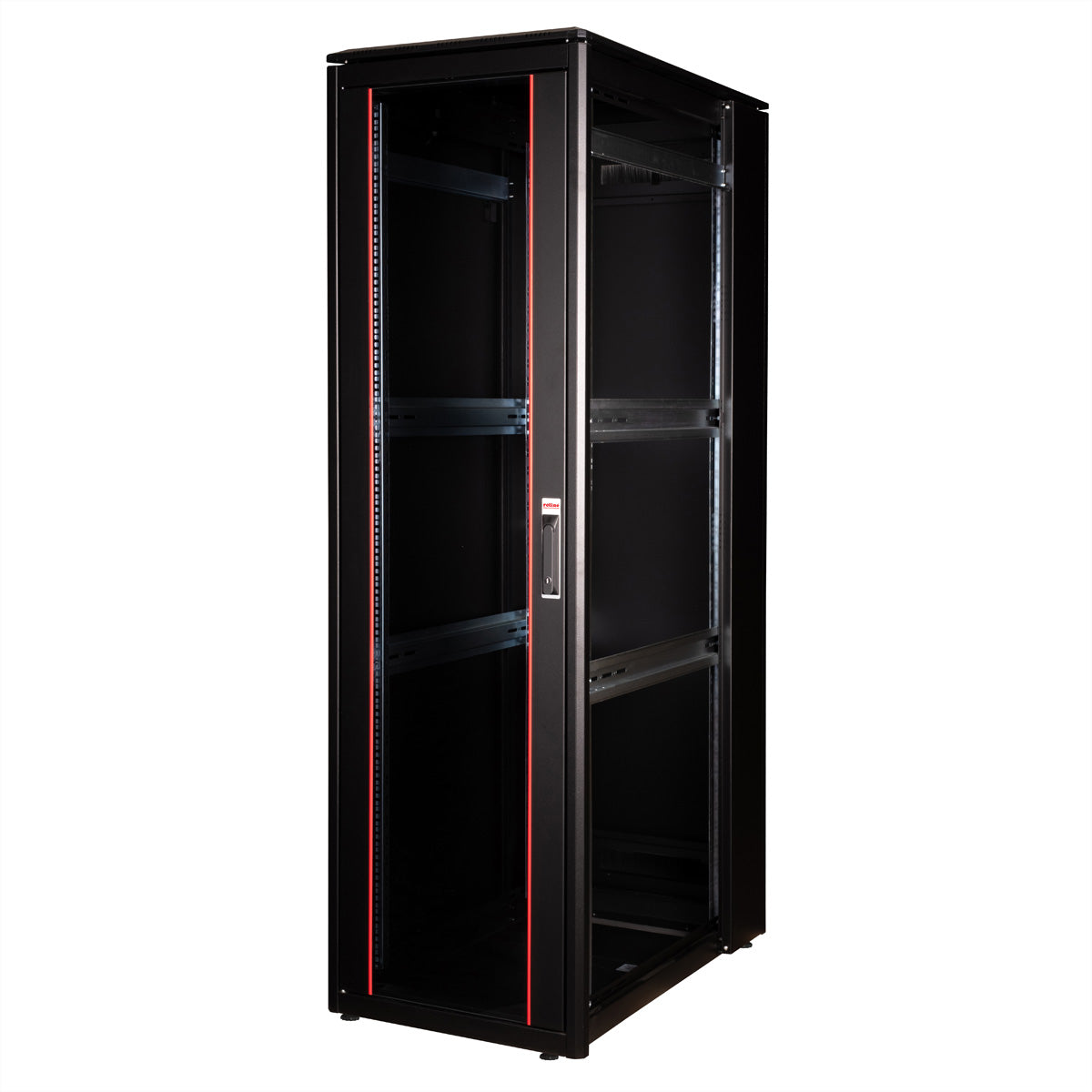 ROLINE Pro – 19" Netzwerkschrank 42U, IP20, abschliessbar, 600 × 1000 × 2053 mm, schwarz, Stahl