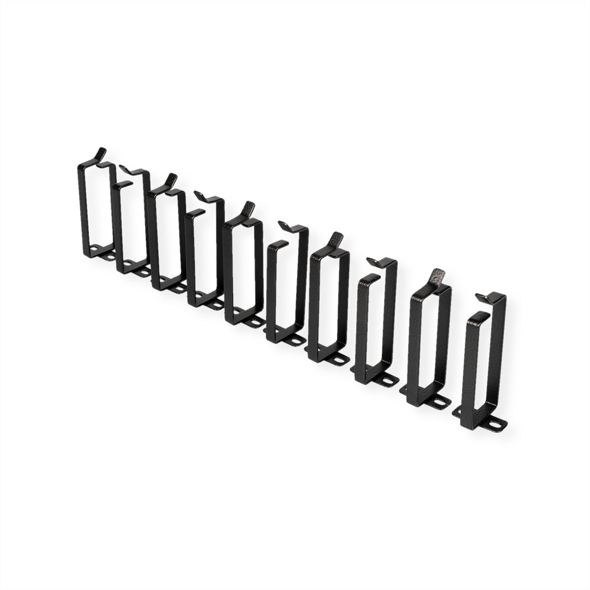 ROLINE 19" Kabelführungs-Panel, 110×44×45 mm, 10 Stk., Stahl – Schwarz