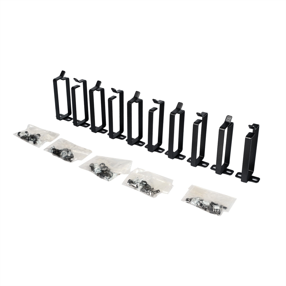 ROLINE 19" Kabelführungs-Panel, 110×44×45 mm, 10 Stk., Stahl – Schwarz