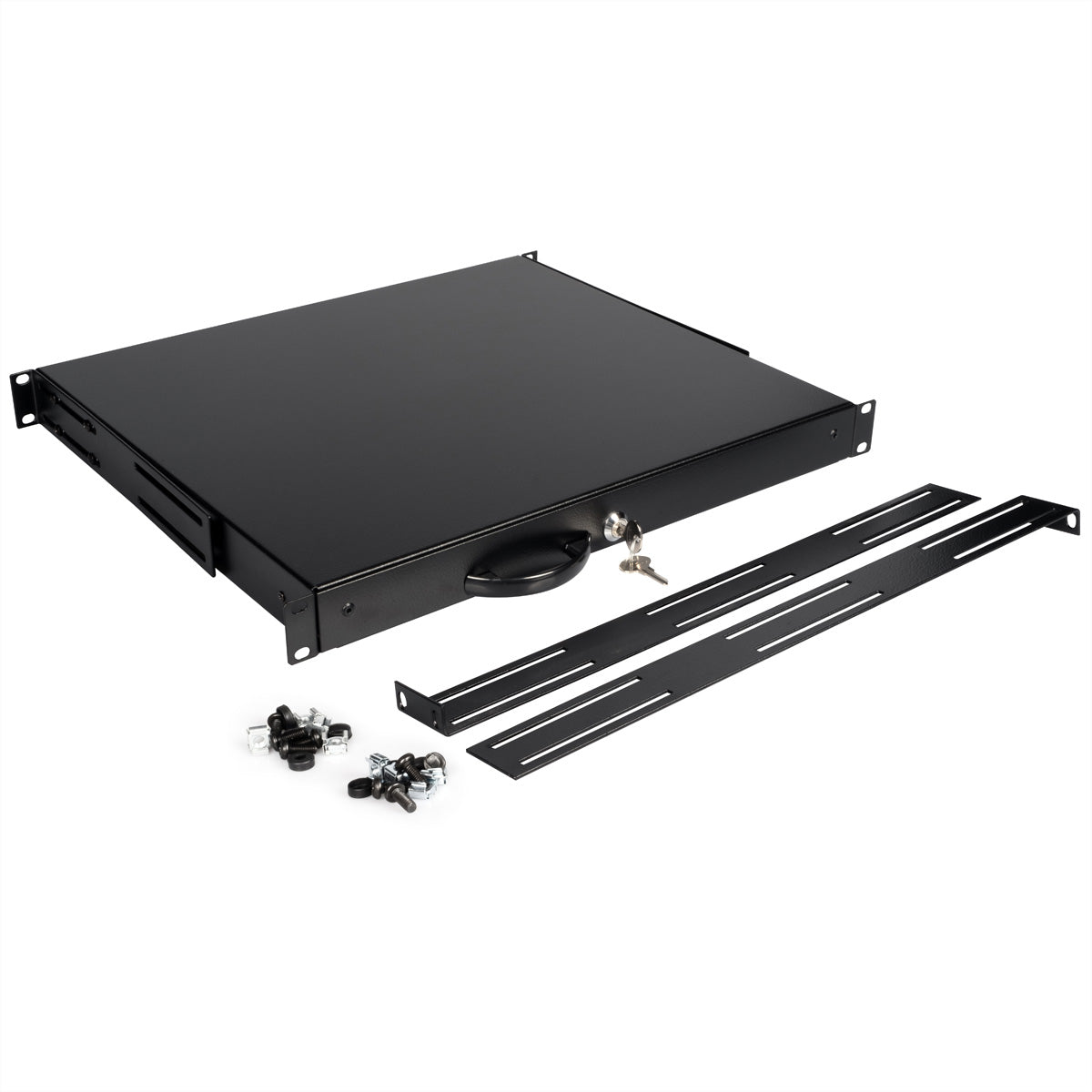 ROLINE 19"-Tastatureinschub, 1 HE, 400 mm Tiefe, abschliessbar, Schwarz
