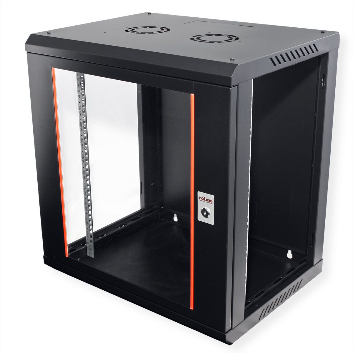 ROLINE Basic Plus – 19" Wandverteiler 12U, IP20, abschliessbar, 600 × 450 × 645 mm, schwarz, Stahl