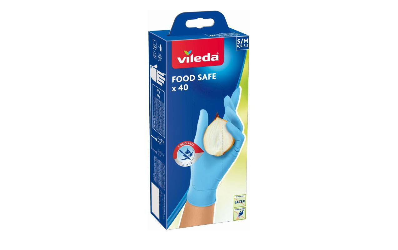 Vileda Einweghandschuhe Nitril Food Safe – S/M (6,5–7,5), 40 Stück – Hellblau