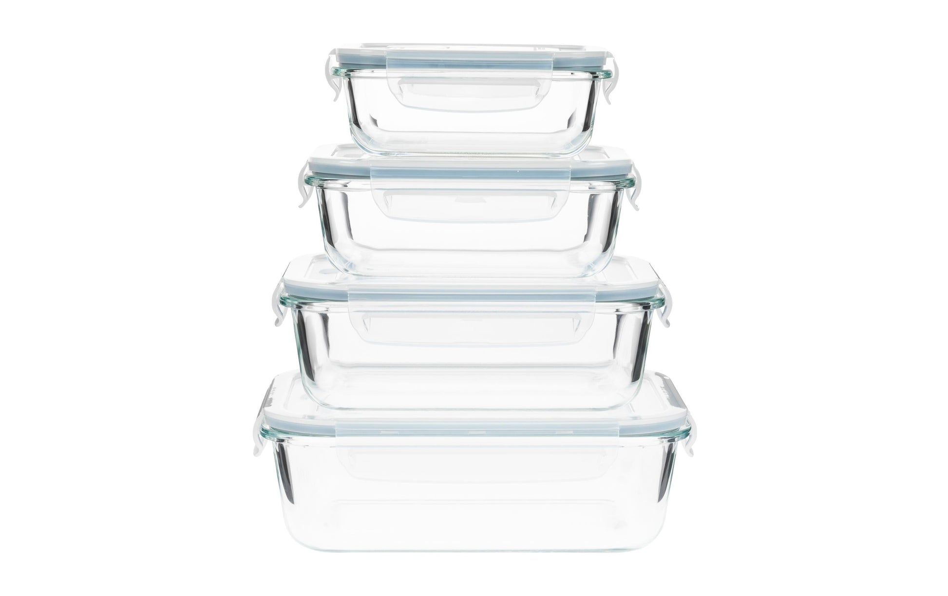 Furber. Furber – 4-teiliges Vorratsdosen-Set, 370 ml/630 ml/1,0 l/1,5 l, Glas/Silikon, transparent