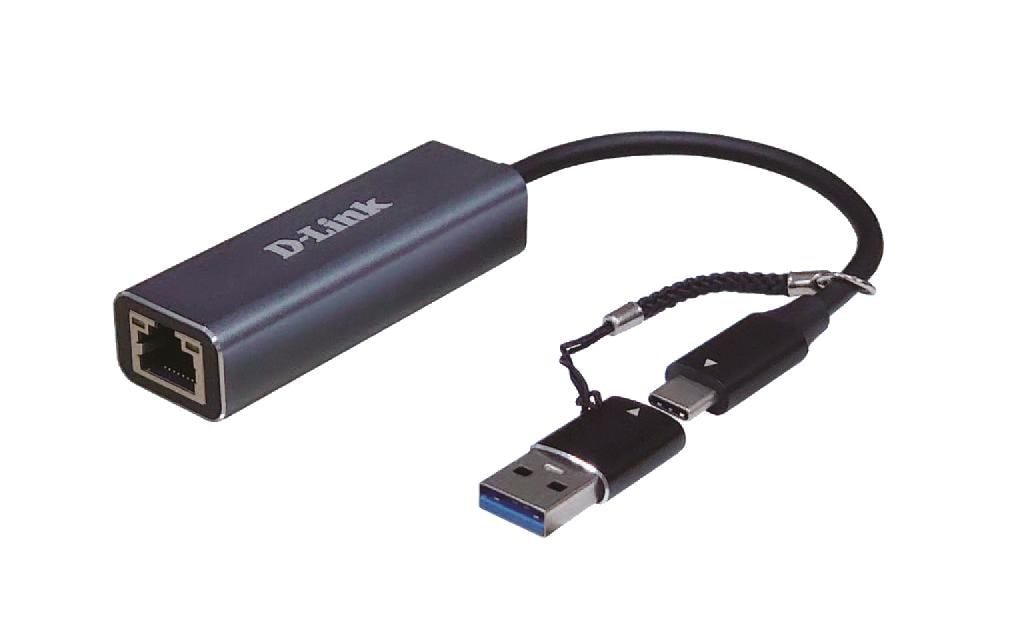D-Link DUB-2315 Netzwerkadapter USB-C/USB-A zu RJ-45 – 2,5 Gbit/s, 1× RJ-45, für PC/Laptop – Schwarz