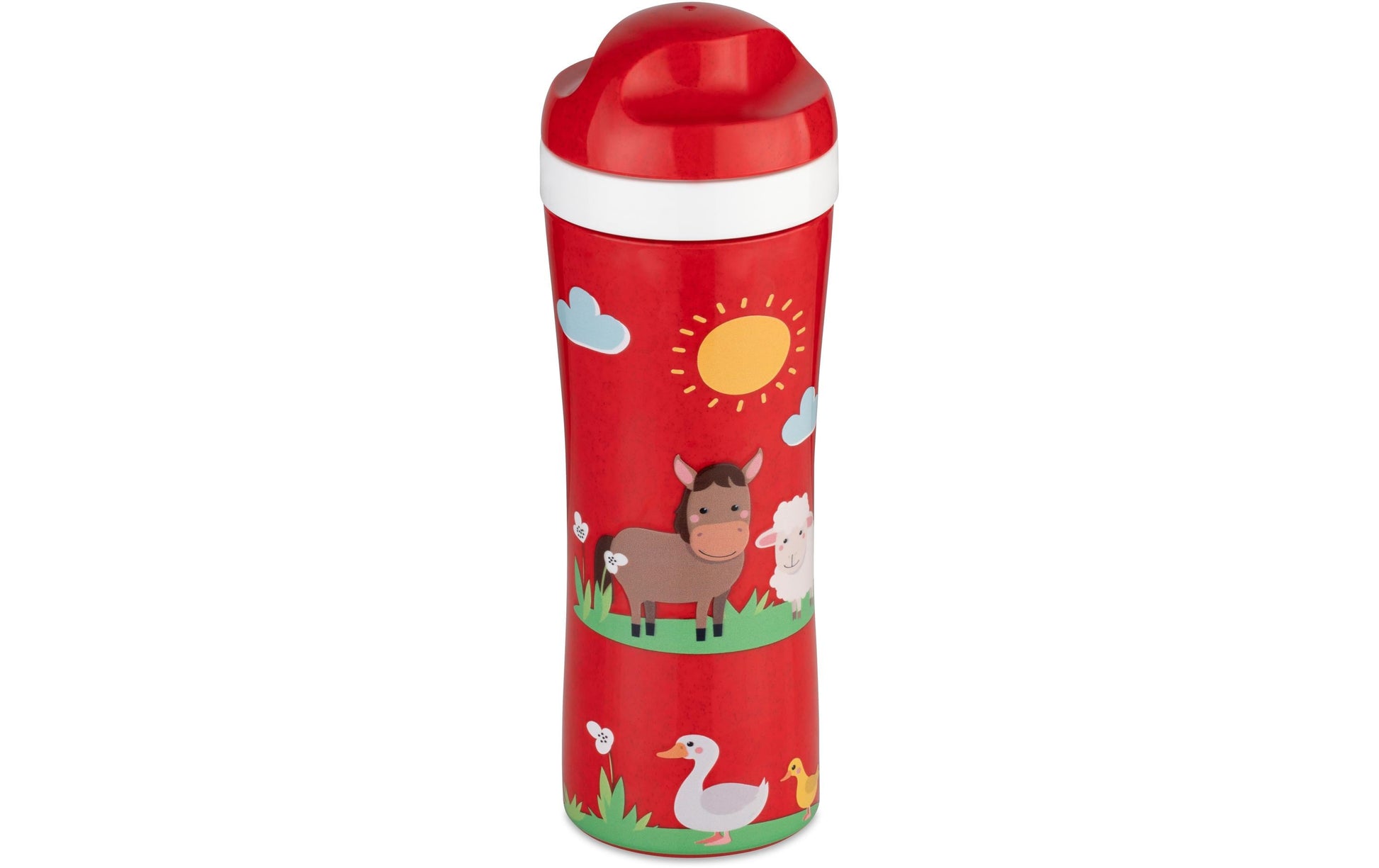 koziol OASE Farm Kindertrinkflasche 425 ml – BPA-frei, biozirkulärer Kunststoff, Tiermuster