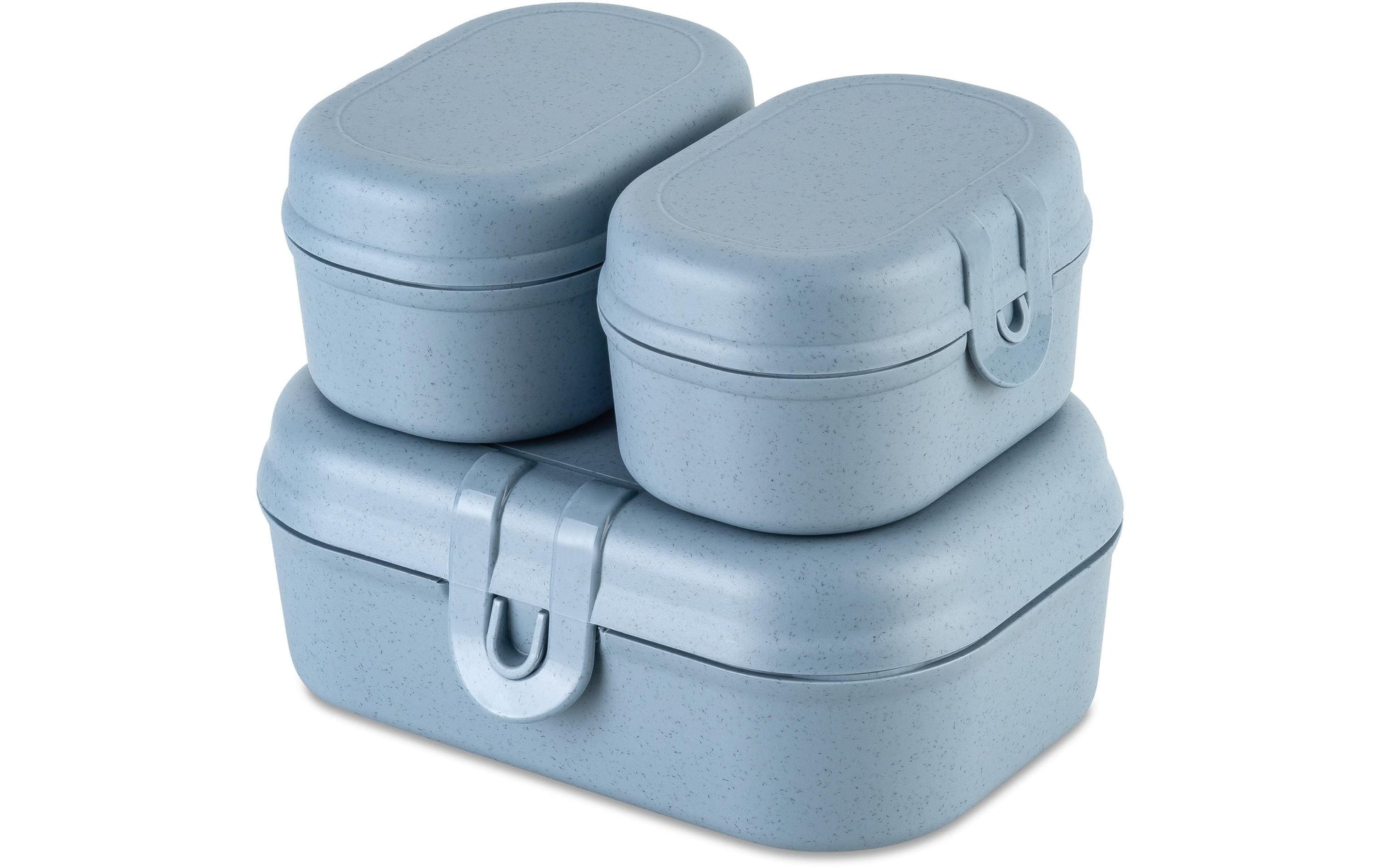 Koziol Pascal Ready Mini – Lunchbox 10,8 × 15,1 × 6 cm, Biokunststoff, Blau, 3-teilig