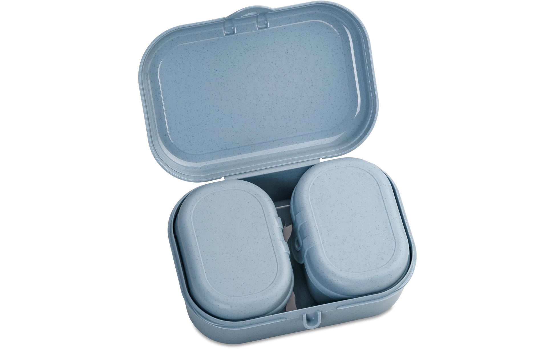 Koziol Pascal Ready Mini – Lunchbox 10,8 × 15,1 × 6 cm, Biokunststoff, Blau, 3-teilig