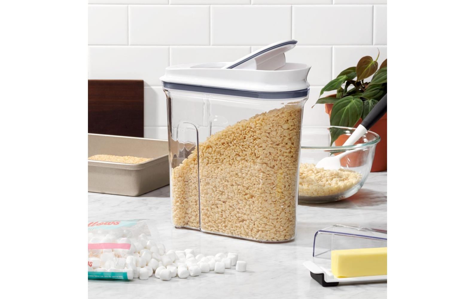 OXO Vorratsdose 2,3 l, 10,2 × 25,4 × 20,3 cm, Polypropylen (PP)/Silikon, transparent/weiss