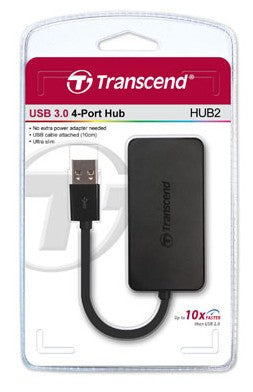 Transcend HUB2 USB-Hub – USB 3.0, 4× USB-A, für Windows/Mac/Linux