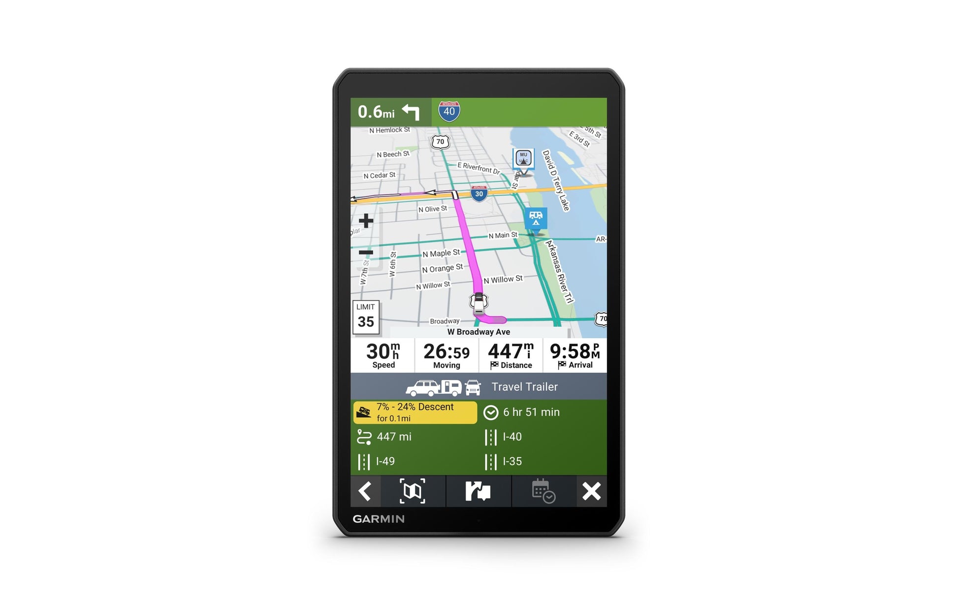 Garmin Camper 895 MT-S – Navigationsgerät, 8" (20,3 cm), 1280×800, 32 GB, Akku 2 h, Schwarz
