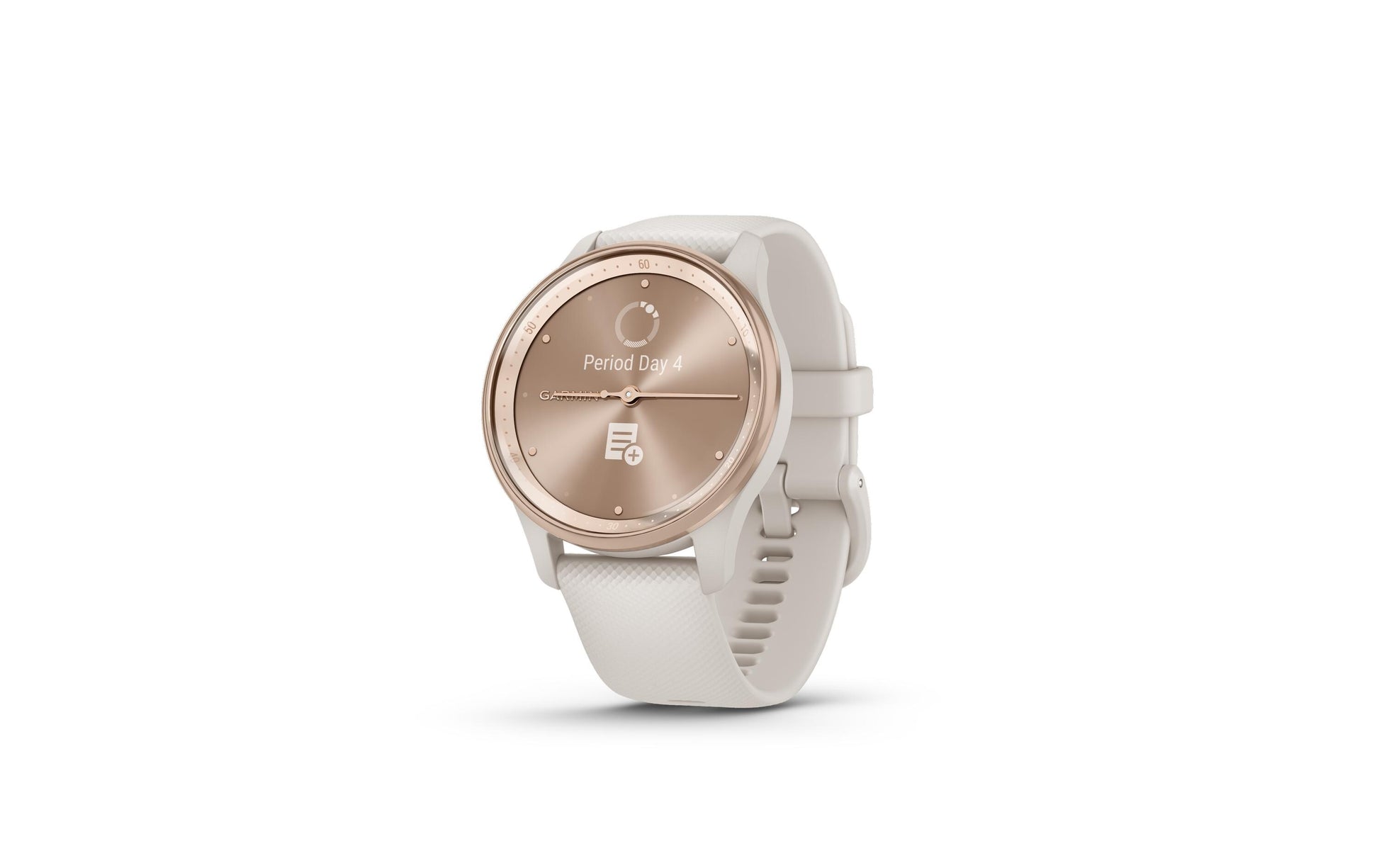 Garmin vivomove Trend – Smartwatch – 40 mm, GPS, Bluetooth, NFC, LCD, 5 ATM, Pfirsichgold, Weiss, Sportarmband