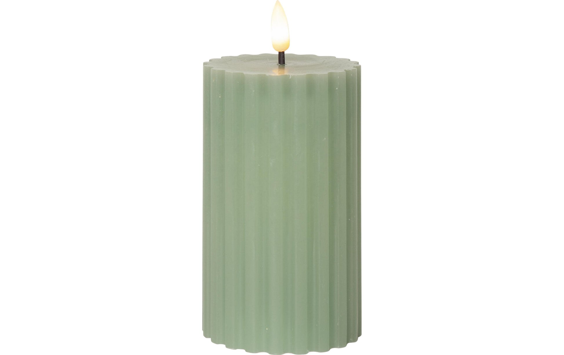 Star Trading Säulenkerze – Ø 7,5 × 15 cm, 0,02 W, Warmweiss, Grün, Batteriebetrieb, Timer (6 h/18 h)