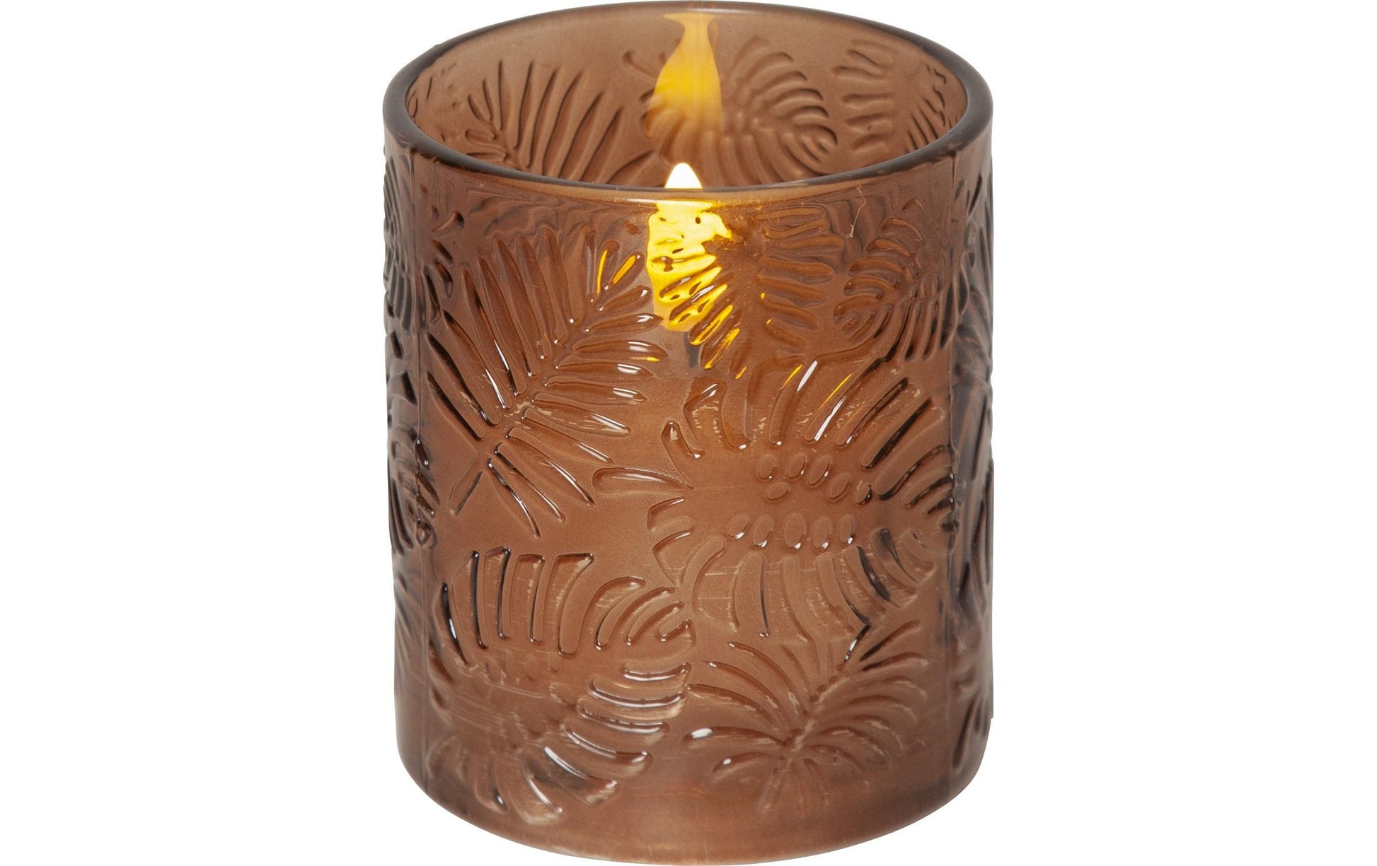 Star Trading LED-Kerze – Ø 10 × 12,5 cm – Wachs & Glas, Braun