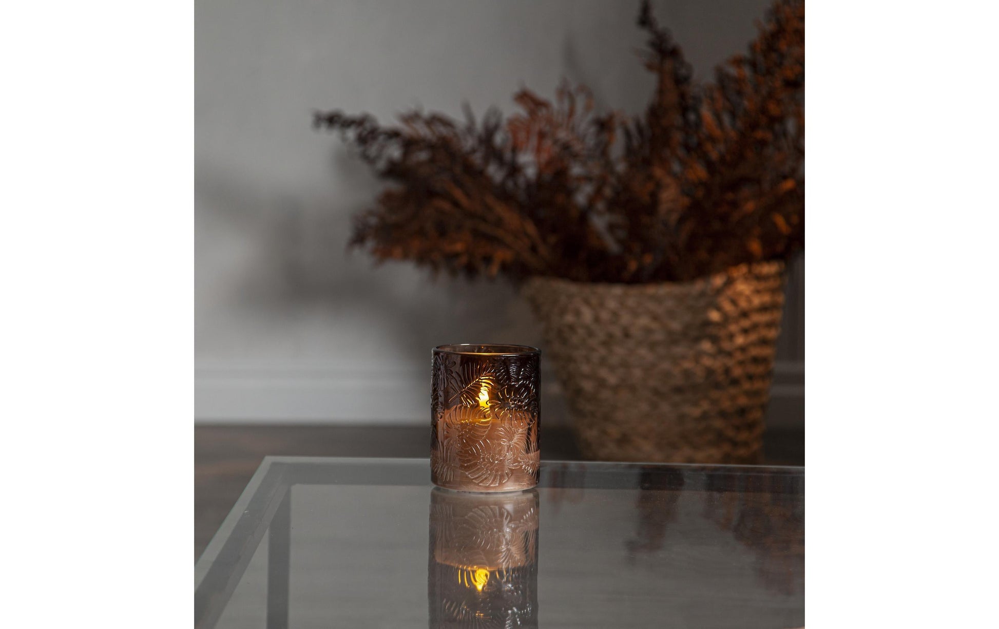 Star Trading LED-Kerze – Ø 10 × 12,5 cm – Wachs & Glas, Braun