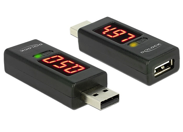 DeLOCK USB-Adapter USB-A auf USB-A – USB 2.0 (480 Mbit/s) – Leistungsmesser – Schwarz