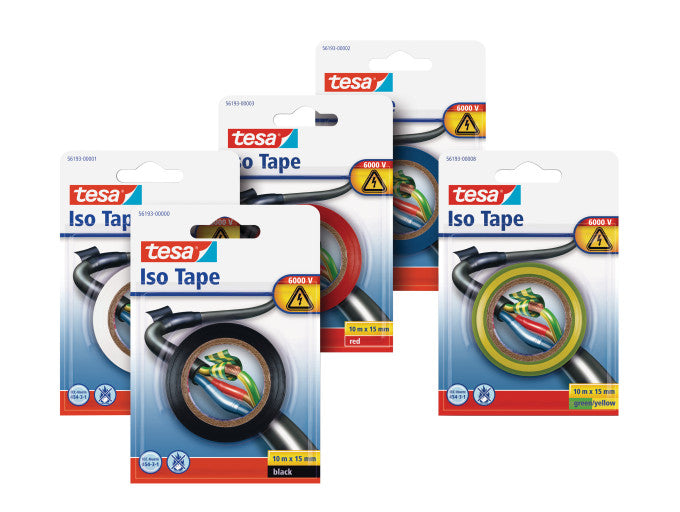 TESA Isolierband, 15 mm × 10 m, 5er-Pack – Mehrfarbig