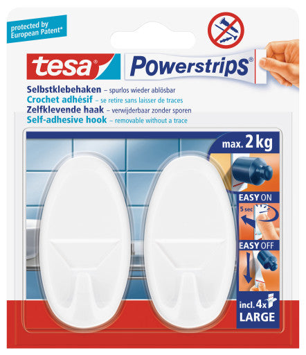 TESA Haken – Kunststoff – Weiss – 2 kg – 2 Stück