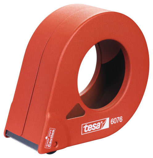 tesa Verpackungsbandabroller – für Rollenbreite bis 50 mm, für Bandlänge bis 66 m, mit Bremse, Metallmesser