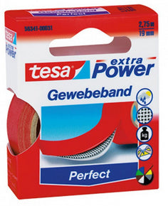 TESA Klebeband extra Power Perfect – strukturiert, 19 mm × 2,75 m, rot