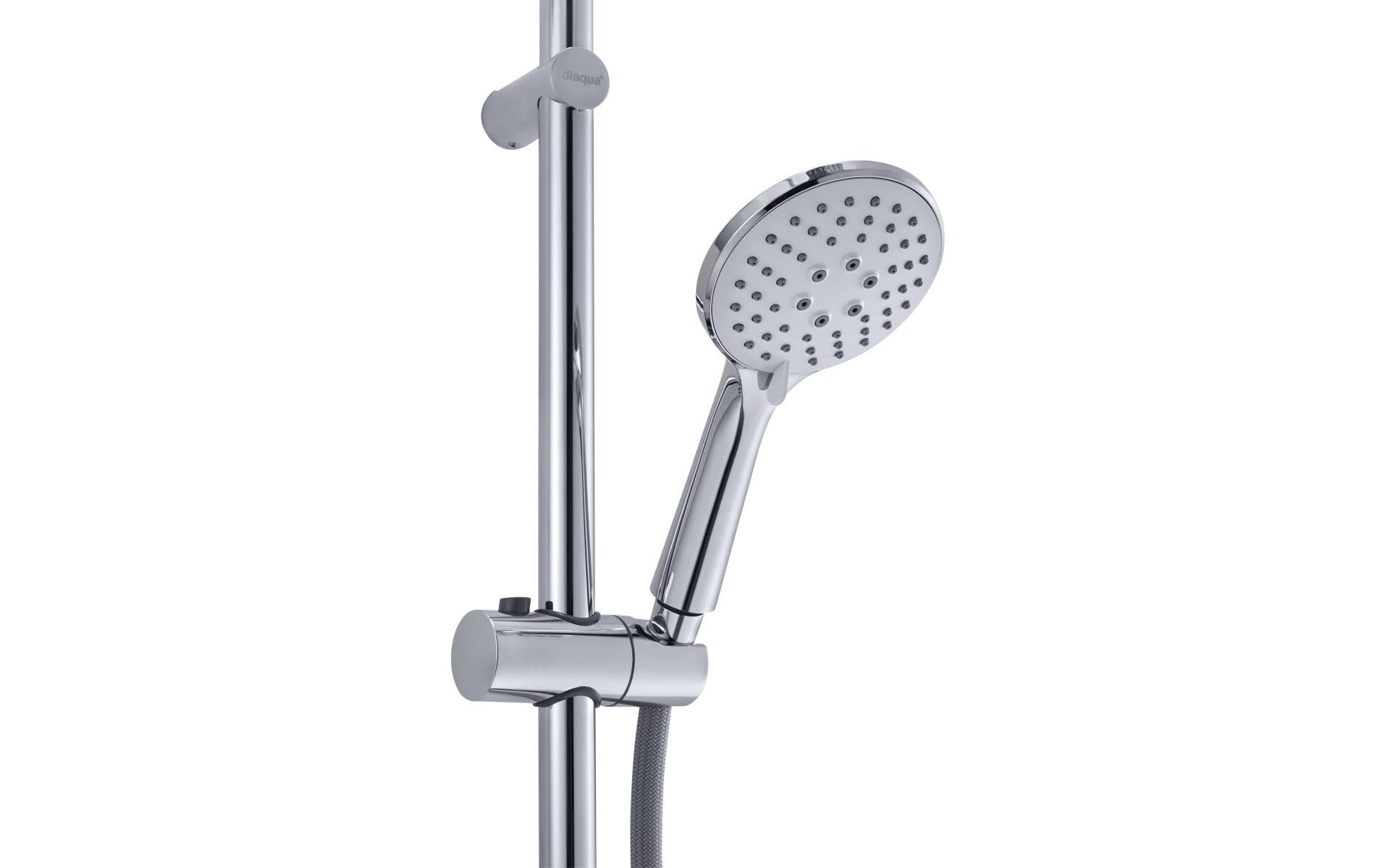 Diaqua Duschsystem Naiad Turn – 110 cm, Metall, Wandmontiert, Chrom