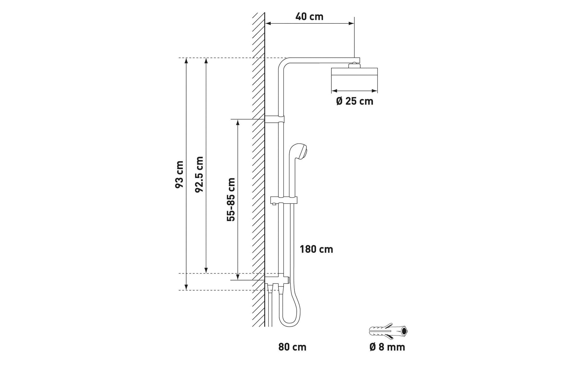 Diaqua Wakuda Unterputz-Badebatterie – Einhebelmischer (Unterputz), Kunststoff, Schwarz matt
