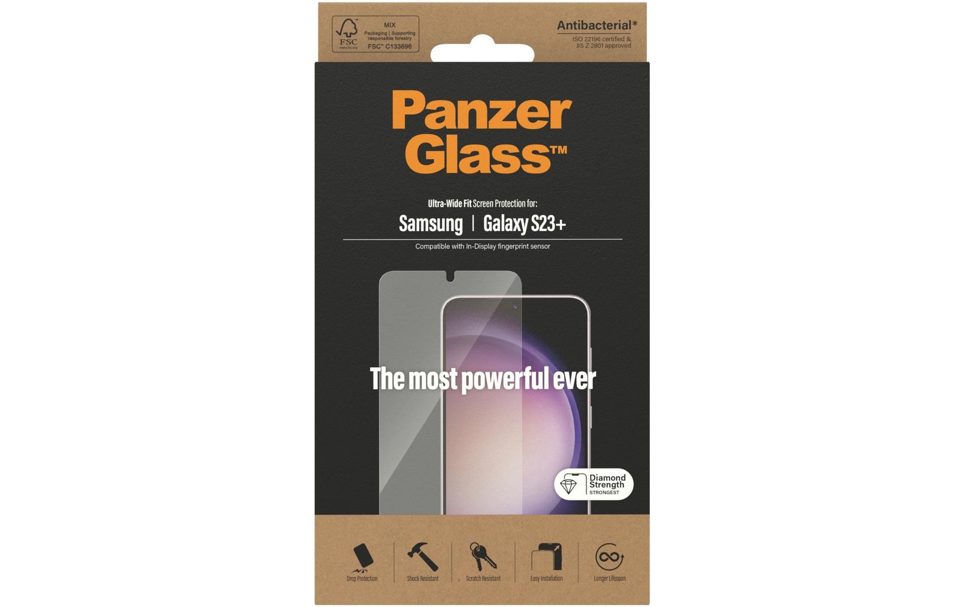 PanzerGlass Displayschutz (Panzerglas), Ultra-Wide Fit – für Galaxy S23+