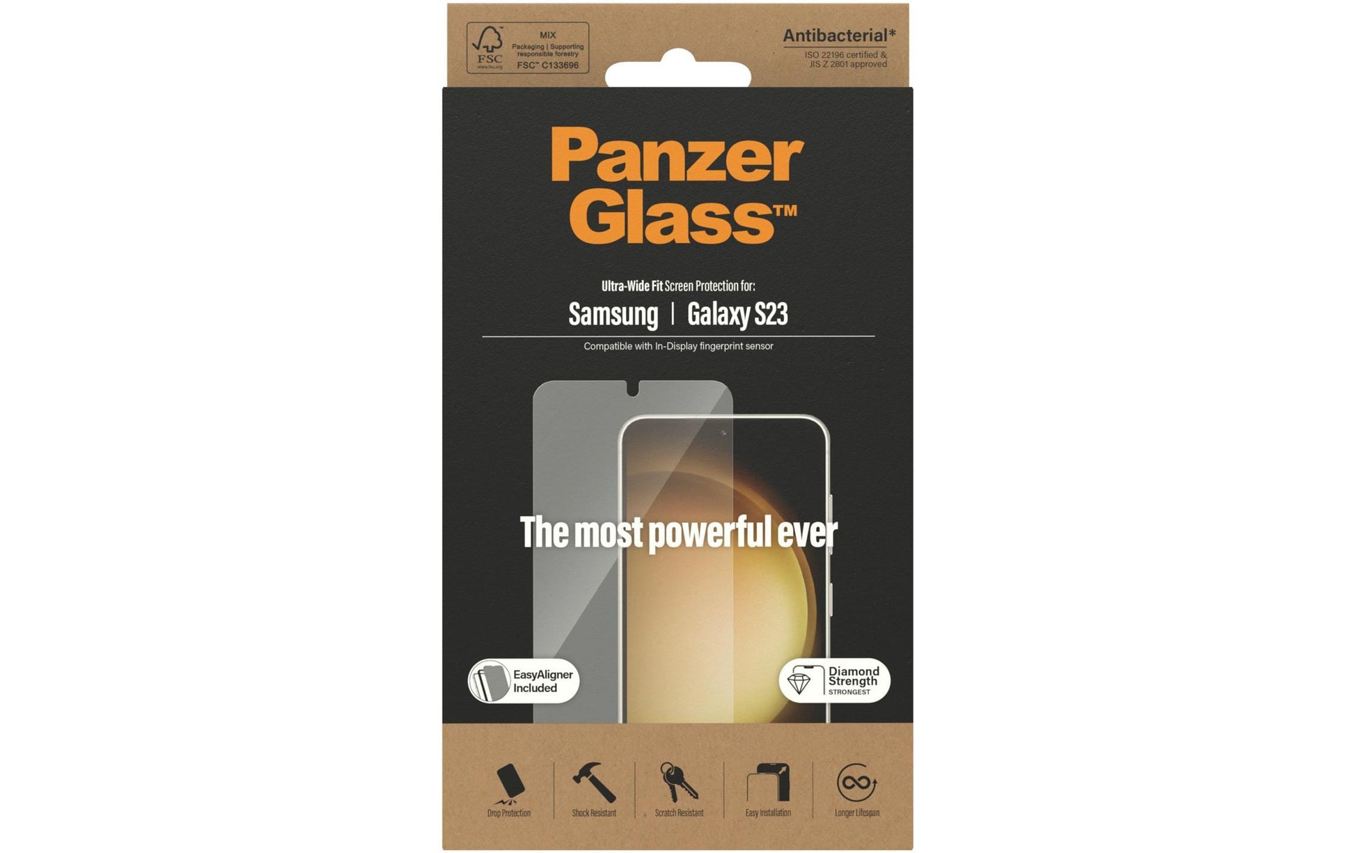 PanzerGlass Displayschutzglas – für Samsung Galaxy S23, kratzresistent, stossfest, Hartglas, transparent