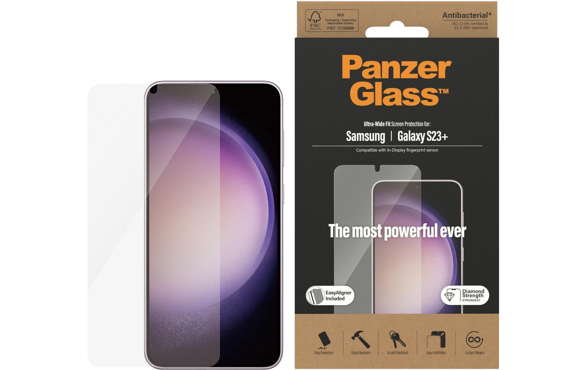 PanzerGlass Displayschutz (Panzerglas), Ultra-Wide Fit – für Galaxy S23+ – mit Applikator