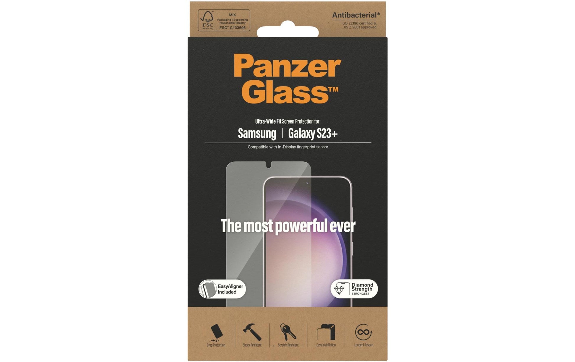 PanzerGlass Displayschutz (Panzerglas), Ultra-Wide Fit – für Galaxy S23+ – mit Applikator