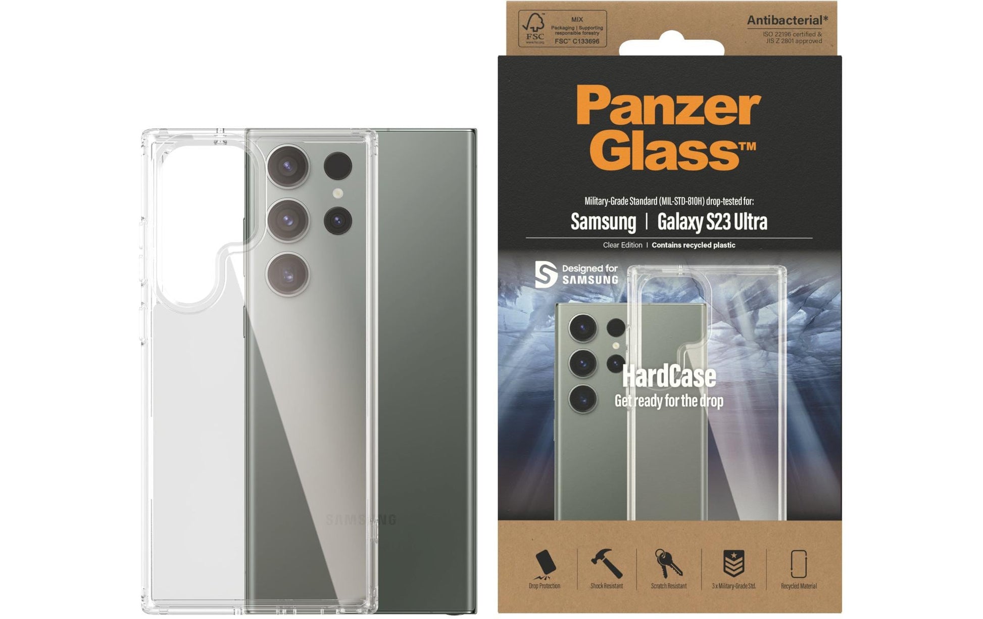 PanzerGlass Hardcase – Backcover – für Samsung Galaxy S23 Ultra, Transparent, bis 3,6 m Sturzsicher