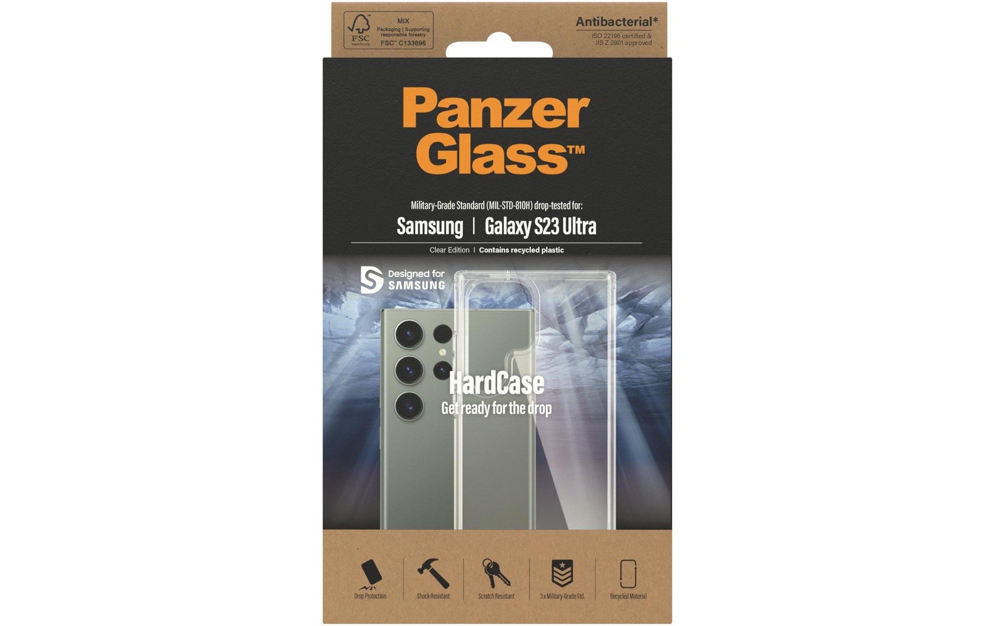 PanzerGlass Hardcase – Backcover – für Samsung Galaxy S23 Ultra, Transparent, bis 3,6 m Sturzsicher