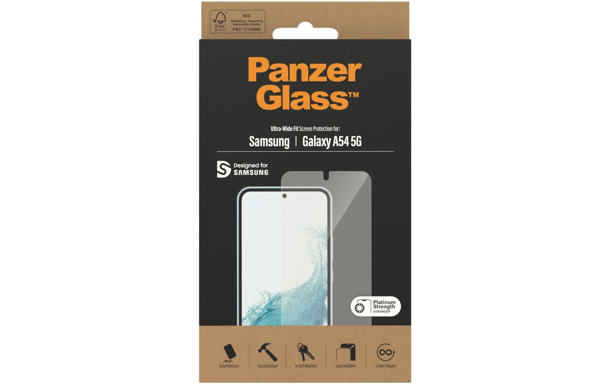 PanzerGlass Displayschutzglas – für Samsung Galaxy A54 5G, Hartglas, Transparent