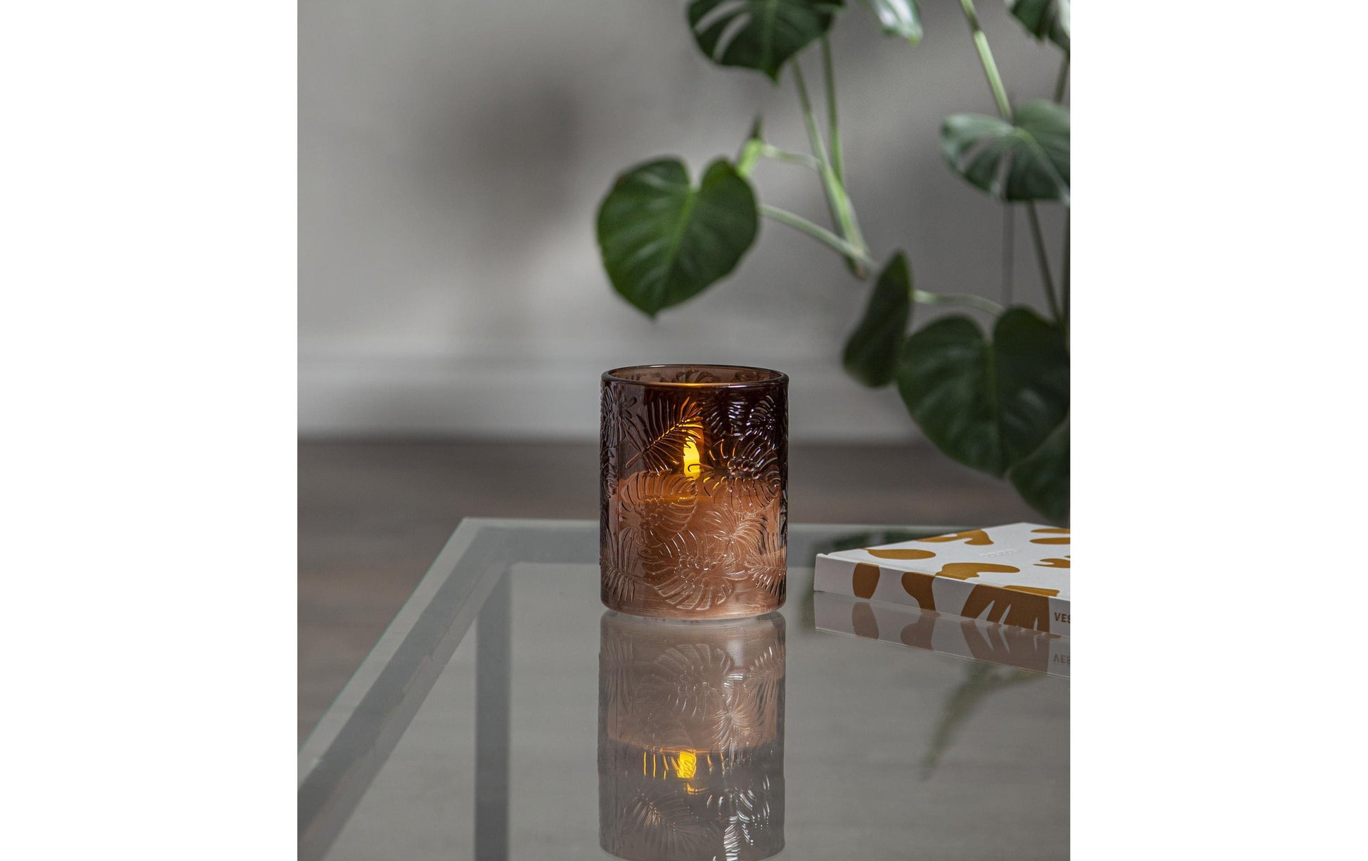Star Trading LED-Kerze – Ø 10 × 12,5 cm – Wachs & Glas, Braun