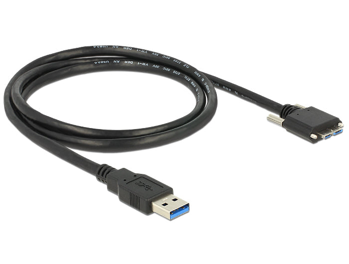 DeLOCK USB-A auf Micro-USB-B Kabel – USB 3.2 Gen 1 (5 Gbit/s) – 1 m – Verschraubbar – Schwarz
